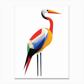 Colourful Geometric Bird Stork 1 Canvas Print