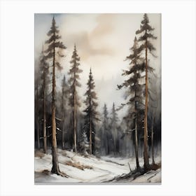 Winter Pine Forest Christmas Painting (18) Canvas Print