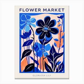Blue Flower Market Poster Gloriosa Lily 1 Canvas Print
