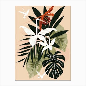 Tropical Flowers And Leaves Canvas Print