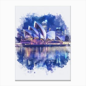 Sydney Opera House Watercolor Painting Canvas Print