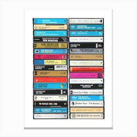 The Beatles - Music Poster - Singes & Albums Cassette Print Canvas Print