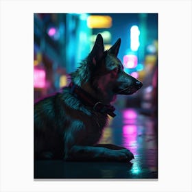 Neon Dog In The City 1 Canvas Print