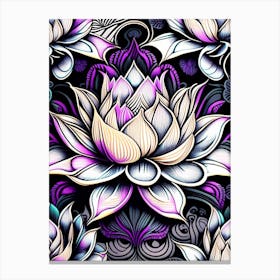 Lotus Flower Repeat Pattern Graffiti 5 Canvas Print