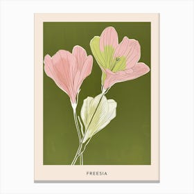 Pink & Green Freesia 2 Flower Poster Canvas Print