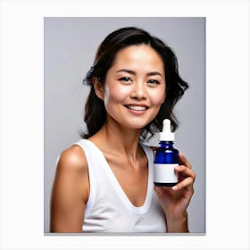 Asian Woman Holding A Bottle Canvas Print