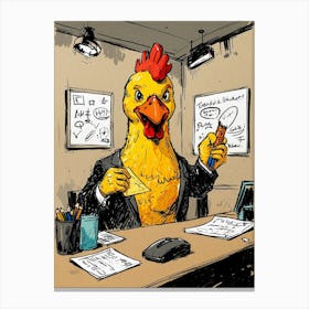 Chicken In The Office Canvas Print