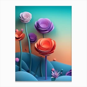 3d Flowers Canvas Print