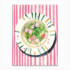A Plate Of Small Radishes Top View Food Illustration 3 Canvas Print