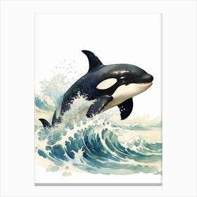 Orca Whale With Waves 1 Canvas Print