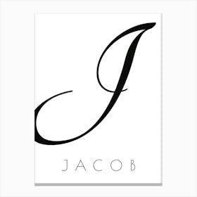 Jacob Typography Name Initial Word Canvas Print
