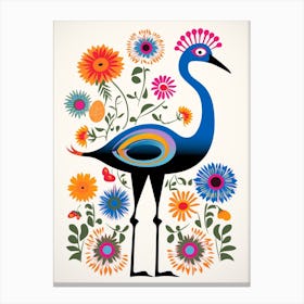 Scandinavian Bird Illustration Ostrich 5 Canvas Print