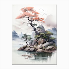 The Ogasawara Islands In Tokyo, Japanese Brush Painting, Ukiyo E, Minimal 3 Canvas Print