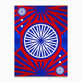 Geometric Glyph Abstract in White on Red and Blue Array n.0088 Canvas Print