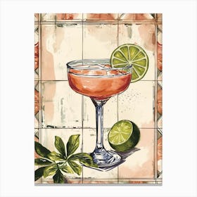 Cherry Lime Margarita Vintage Illustration 1 Canvas Print
