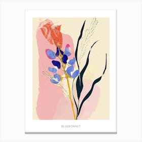 Colourful Flower Illustration Poster Bluebonnet 6 Canvas Print