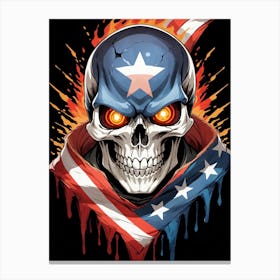 American Flag Floral Face Evil Death Skull (7) Canvas Print
