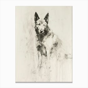 Canaan Dog Charcoal Line 2 Canvas Print