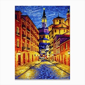 Mosaic Street At Night Canvas Print