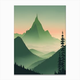 Misty Mountains Vertical Composition In Green Tone 49 Canvas Print