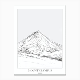 Mount Olympus Greece Line Drawing 1 Poster Canvas Print
