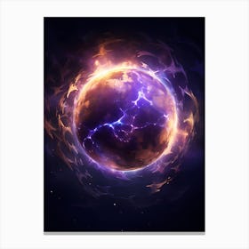 Planet With Lightning Canvas Print