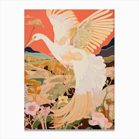 Maximalist Bird Painting Egret 2 Canvas Print