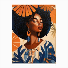 African Woman With Flowers Canvas Print