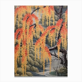 Weeping Willow 2 Vintage Autumn Tree Print  Canvas Print