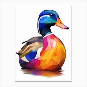 Colourful Geometric Bird Mallard Duck 3 Canvas Print