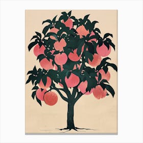 Peach Tree Colourful Illustration 3 Canvas Print