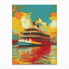 Steamboat Natchez Retro Pop Art 4 Canvas Print