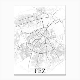 Fes, Morocco, City Map, Black And White Fade Design Leinwandbild