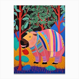 Maximalist Animal Painting Capybara 2 Canvas Print