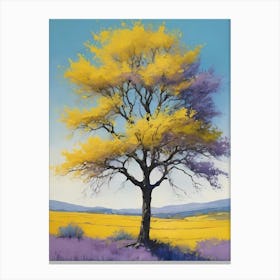 Painting Of A Tree, Yellow, Purple (16) Canvas Print
