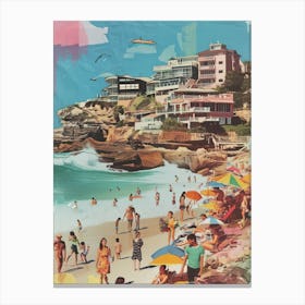 Bondi Beach   Retro Collage Style 1 Canvas Print