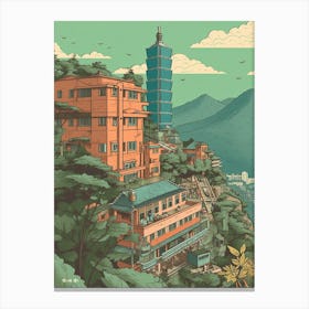 Taipei Taiwan Travel Illustration 1 Canvas Print