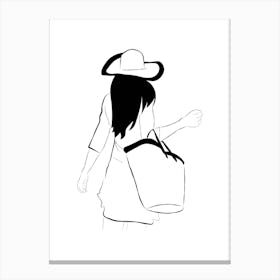 Girl With Hat And Bag Canvas Print