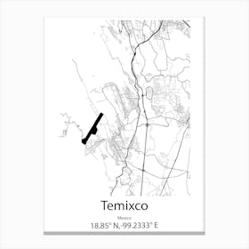 Temixco,Mexico Minimalist Map Canvas Print