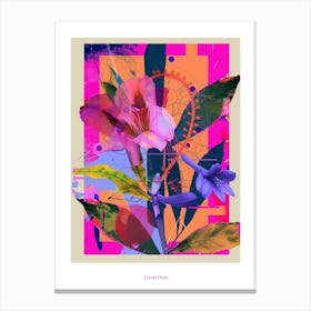 Lisianthus 2 Neon Flower Collage Poster Canvas Print