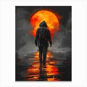 Man Walking In The Rain Canvas Print