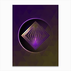 Geometric Neon Glyph on Jewel Tone Triangle Pattern 150 Canvas Print