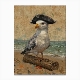 Seagull With Pirate Hat 1 Canvas Print