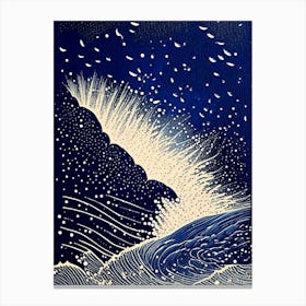 Water Splatter Water Waterscape Linocut 2 Canvas Print