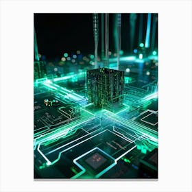 Cyber Intelligence And Memory Visualized In A 3d Model A Nexus Of Data Streams Flowing And Intertwi (1) Canvas Print