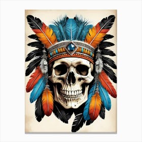 Skull Indian Headdress (22) Canvas Print