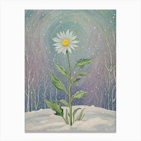 White Winter Flower In The Snow Canvas Print