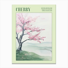 Cherry Tree Atmospheric Watercolour Painting 1 Poster Canvas Print