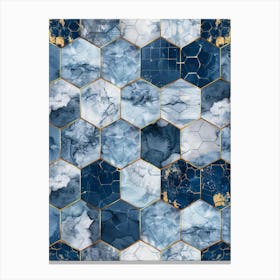 Blue And Gold Marble Pattern 1 Canvas Print