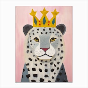 Little Snow Leopard 2 Wearing A Crown Canvas Print